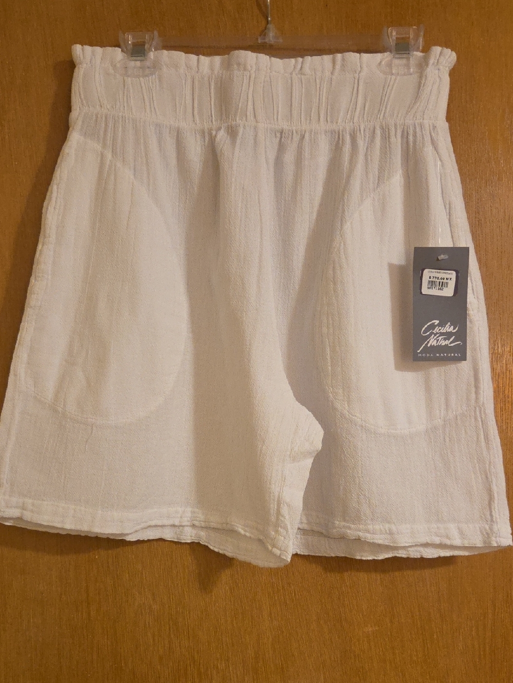 CECELIA NEW YORK White High-Waist Elastic Smocked Shorts